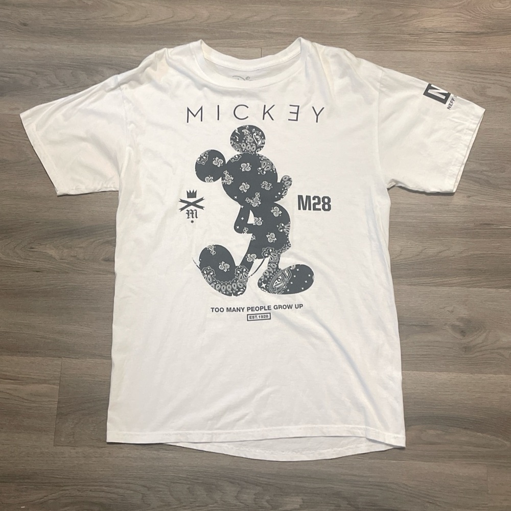 Disney White T-Shirt with Gray Mickey Graphic